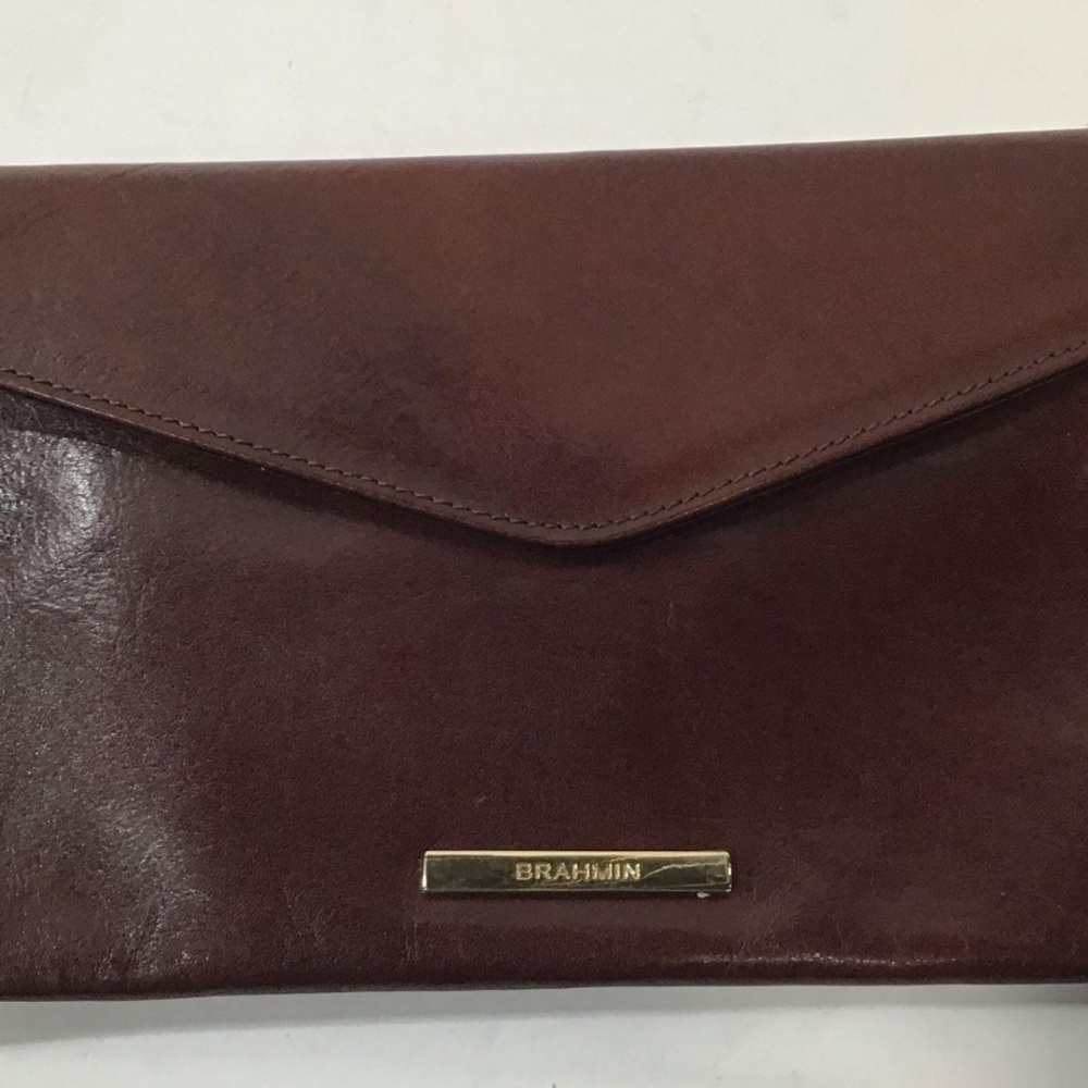 Women’s Brahmin Brown Leather Envelope Clutch Bag